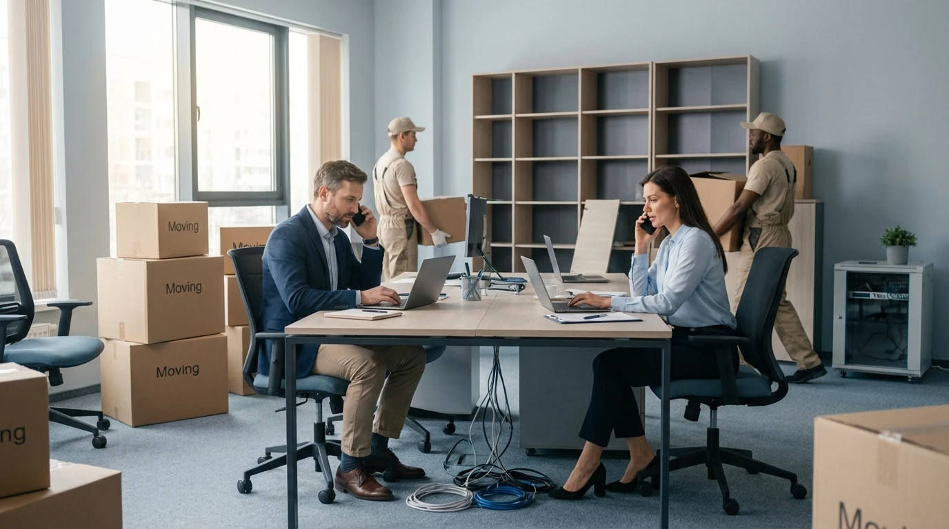 linea de tiempo ilustrada con el cronograma recomendado para una mudanza de oficina sin interrumpir la actividad